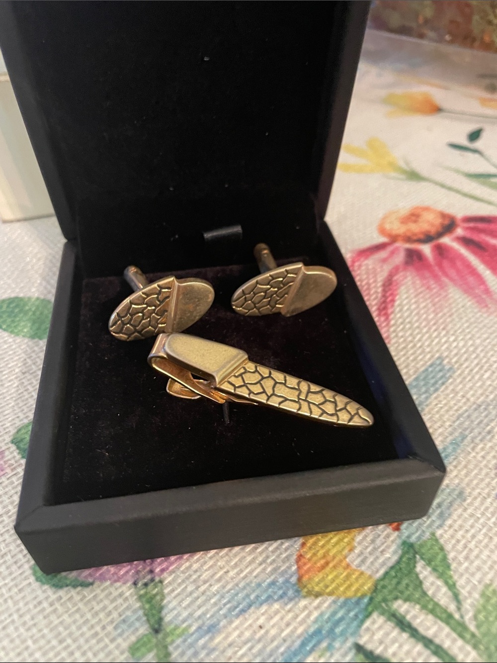 Men's Speidel Gold-Tone Textured Cufflinks and Tie Clip Set